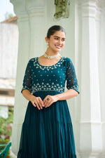 Thumbnail for Prazu Fashion Rama Georgette Beads Embroidery-Work Designer Gown