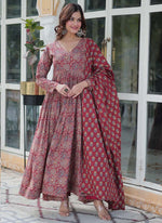 Thumbnail for Prazu Fashion Maroon Pure Cotton Designer Salwar Suit