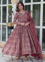 Thumbnail for Prazu Fashion Maroon Pure Cotton Designer Salwar Suit