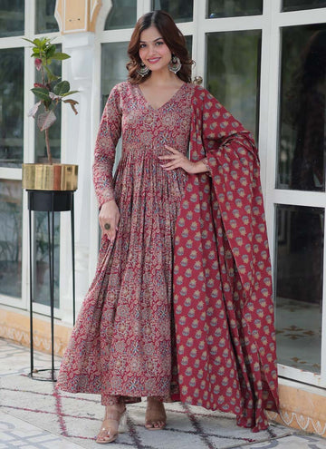 Prazu Fashion Maroon Pure Cotton Designer Salwar Suit - Distacart