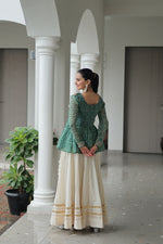 Thumbnail for Prazu Fashion Green Bandhani Print Work With Kutchi Gamthi Patchework Navaratri Lehenga