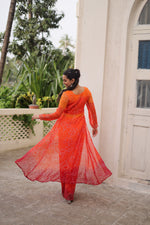 Thumbnail for Prazu Fashion Orange Georgette Bandhani Print Gamthi Patchwork Suit For Navratri