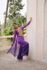 Thumbnail for Prazu Fashion Violet Georgette Bandhani Print Gamthi Patchwork Suit For Navratri