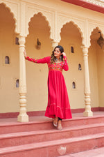 Thumbnail for Prazu Fashion Pink Rayon With Kutchi Gamthi Work Navratri Kurti