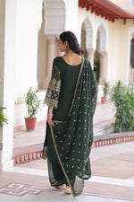 Thumbnail for Prazu Fashion Dark Green Georgette Embroidered Designer Salwar Suit - Distacart