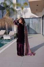 Thumbnail for Prazu Fashion Wine Velvet Rich Zari Embroidered Work Palazzo Suit - Distacart