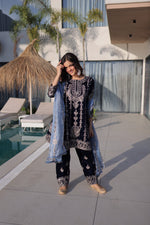 Thumbnail for Prazu Fashion Navy Blue Velvet With Rich Zari Embroidered Work Salwar Suit - Distacart