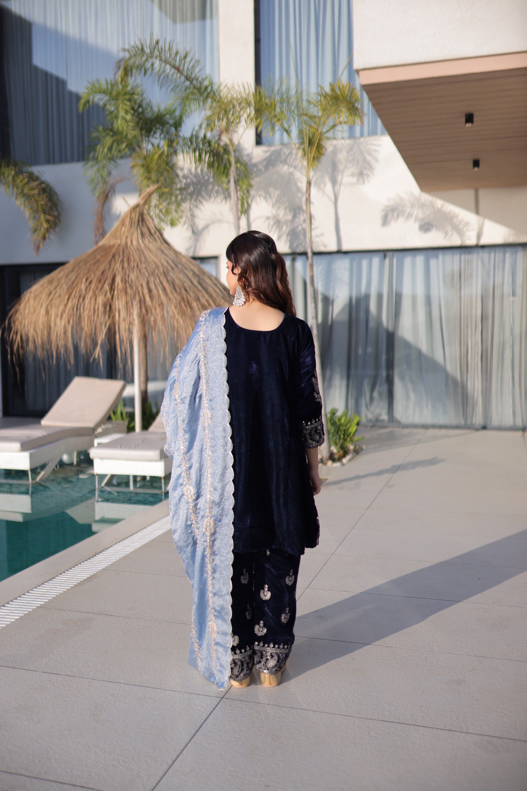 Prazu Fashion Navy Blue Velvet With Rich Zari Embroidered Work Salwar Suit - Distacart