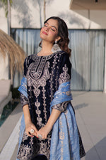 Thumbnail for Prazu Fashion Navy Blue Velvet With Rich Zari Embroidered Work Salwar Suit - Distacart