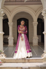 Thumbnail for Prazu Fashion Wine Georgette Bandhani Print With Kutchi Patchwork Navratri Lehenga Kurti