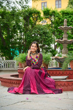 Thumbnail for Prazu Fashion Multicolor Chinnon Pedding Kutchi Gamthi Embroidered Work Navratri Lehenga