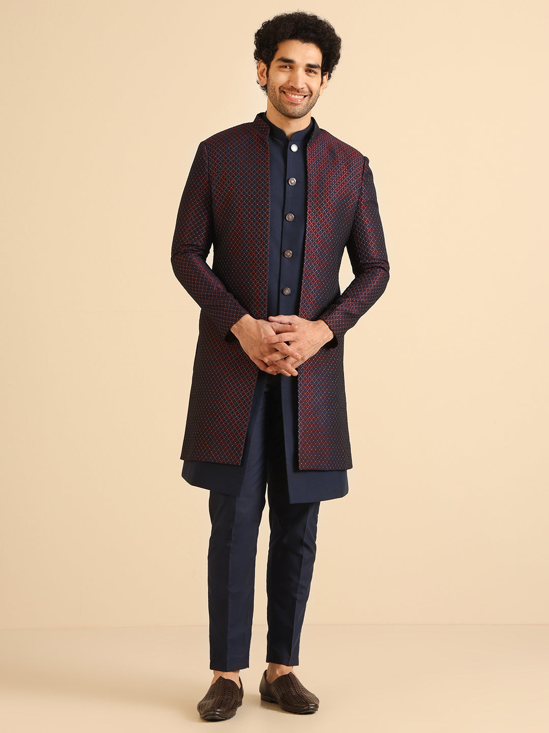 Kisah Men Wine Jacket Indowestern Trouser Set - Distacart