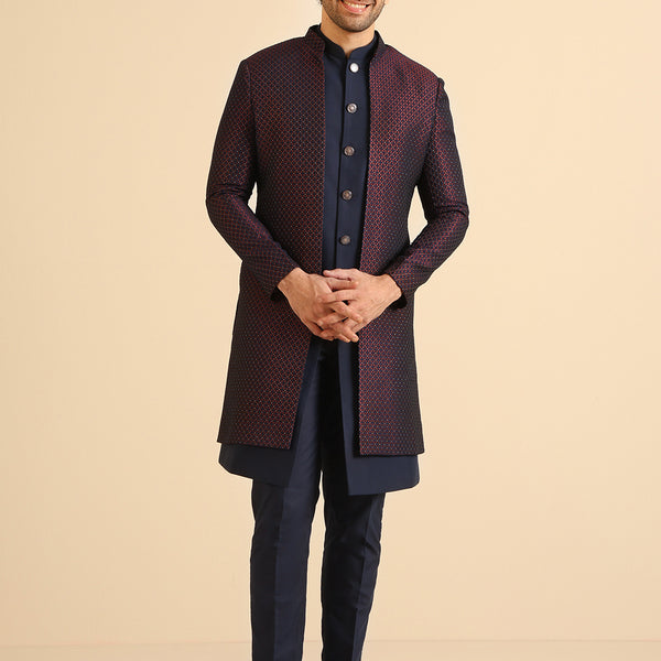 Kisah Men Wine Jacket Indowestern Trouser Set - Distacart
