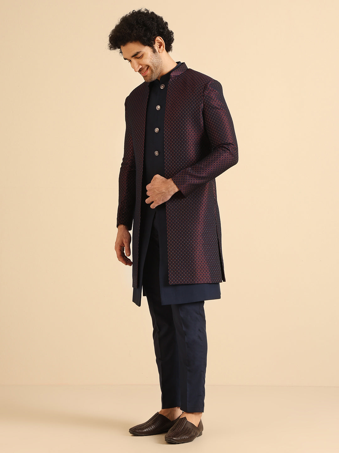 Kisah Men Wine Jacket Indowestern Trouser Set - Distacart