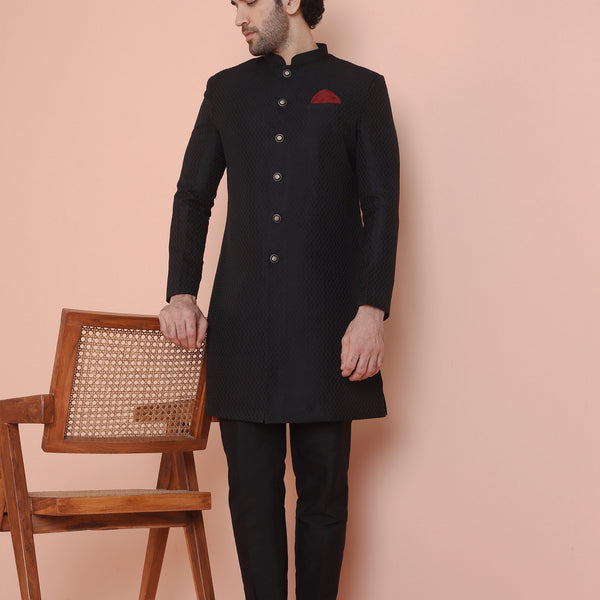 Kisah Men Black Indowestern Trouser Set - Distacart