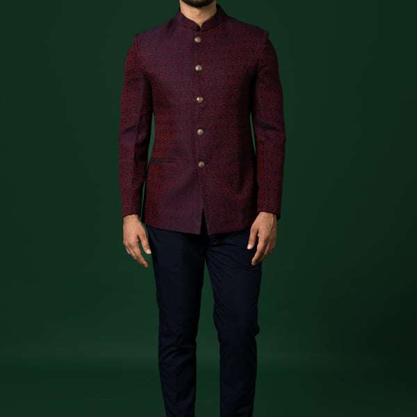 Kisah Men's Maroon Bandhgala with Trouser Set - Distacart