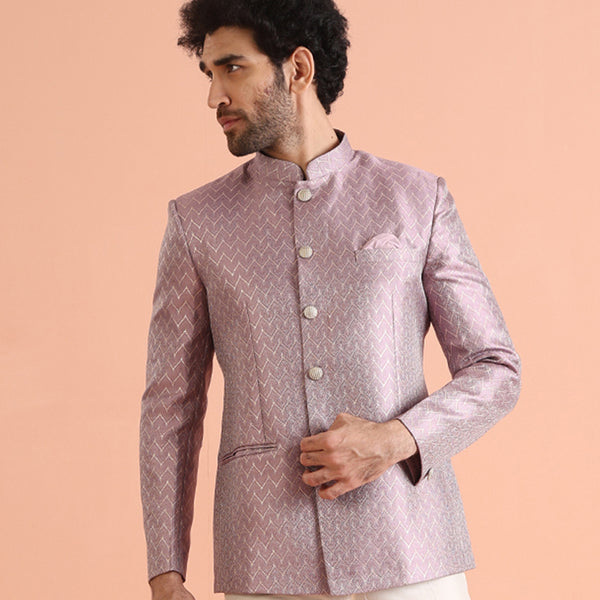 Kisah Men Lilac Woven Design Bandhgala - Distacart