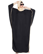Thumbnail for Bashariya Elegant Kaftan Abaya In Free Size With Contrast Detailings-Black Fawn