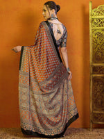 Thumbnail for NOZ2TOZ Women's Satin Navy Blue Printed Designer Saree With Blouse Piece - Distacart