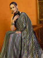 Thumbnail for NOZ2TOZ Women's Satin Grey Printed Designer Saree With Blouse Piece - Distacart