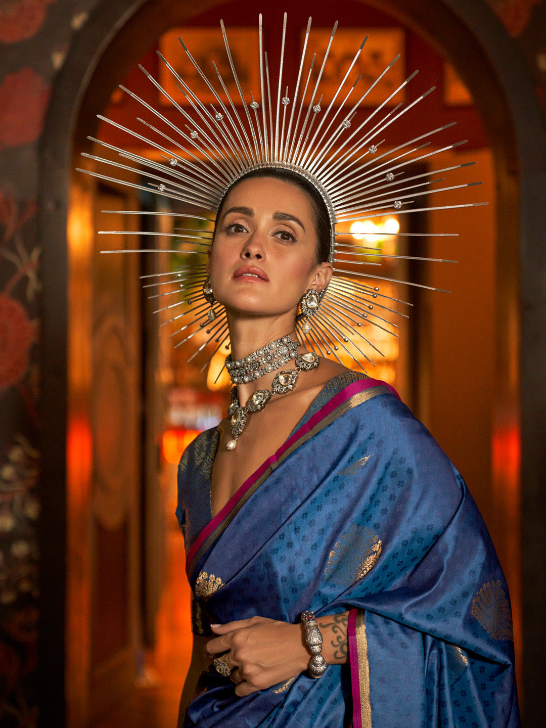 NOZ2TOZ Women's Silk Blend Navy Blue Woven Design Designer Saree With Blouse Piece - Distacart