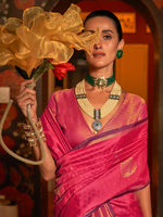 Thumbnail for NOZ2TOZ Women's Silk Blend Pink Woven Design Designer Saree With Blouse Piece - Distacart