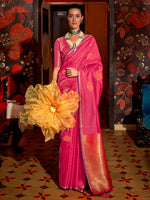 Thumbnail for NOZ2TOZ Women's Silk Blend Pink Woven Design Designer Saree With Blouse Piece - Distacart