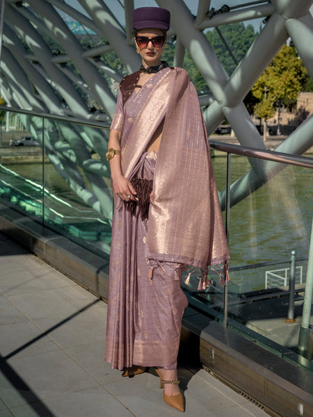NOZ2TOZ Women's Silk Blend Mauve Woven Design Designer Saree With Blouse Piece - Distacart