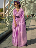 Thumbnail for NOZ2TOZ Women's Silk Blend Lavender Woven Design Designer Saree With Blouse Piece - Distacart