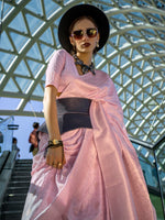 Thumbnail for NOZ2TOZ Women's Silk Blend Pink Woven Design Designer Saree With Blouse Piece - Distacart