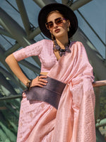 Thumbnail for NOZ2TOZ Women's Silk Blend Pink Woven Design Designer Saree With Blouse Piece - Distacart