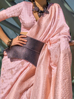 Thumbnail for NOZ2TOZ Women's Silk Blend Pink Woven Design Designer Saree With Blouse Piece - Distacart