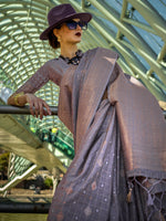 Thumbnail for NOZ2TOZ Women's Silk Blend Violet Woven Design Designer Saree With Blouse Piece - Distacart