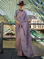 Thumbnail for NOZ2TOZ Women's Silk Blend Violet Woven Design Designer Saree With Blouse Piece - Distacart