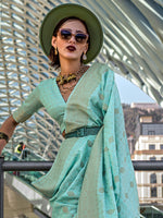 Thumbnail for NOZ2TOZ Women's Silk Blend Light Blue Woven Design Designer Saree With Blouse Piece - Distacart