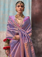 Thumbnail for NOZ2TOZ Women's Silk Blend Lavender Woven Design Designer Saree With Blouse Piece - Distacart