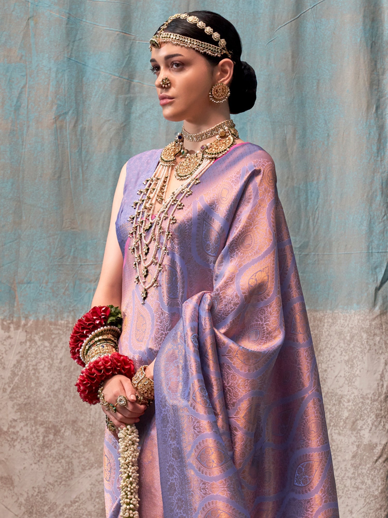 NOZ2TOZ Women's Silk Blend Lavender Woven Design Designer Saree With Blouse Piece - Distacart