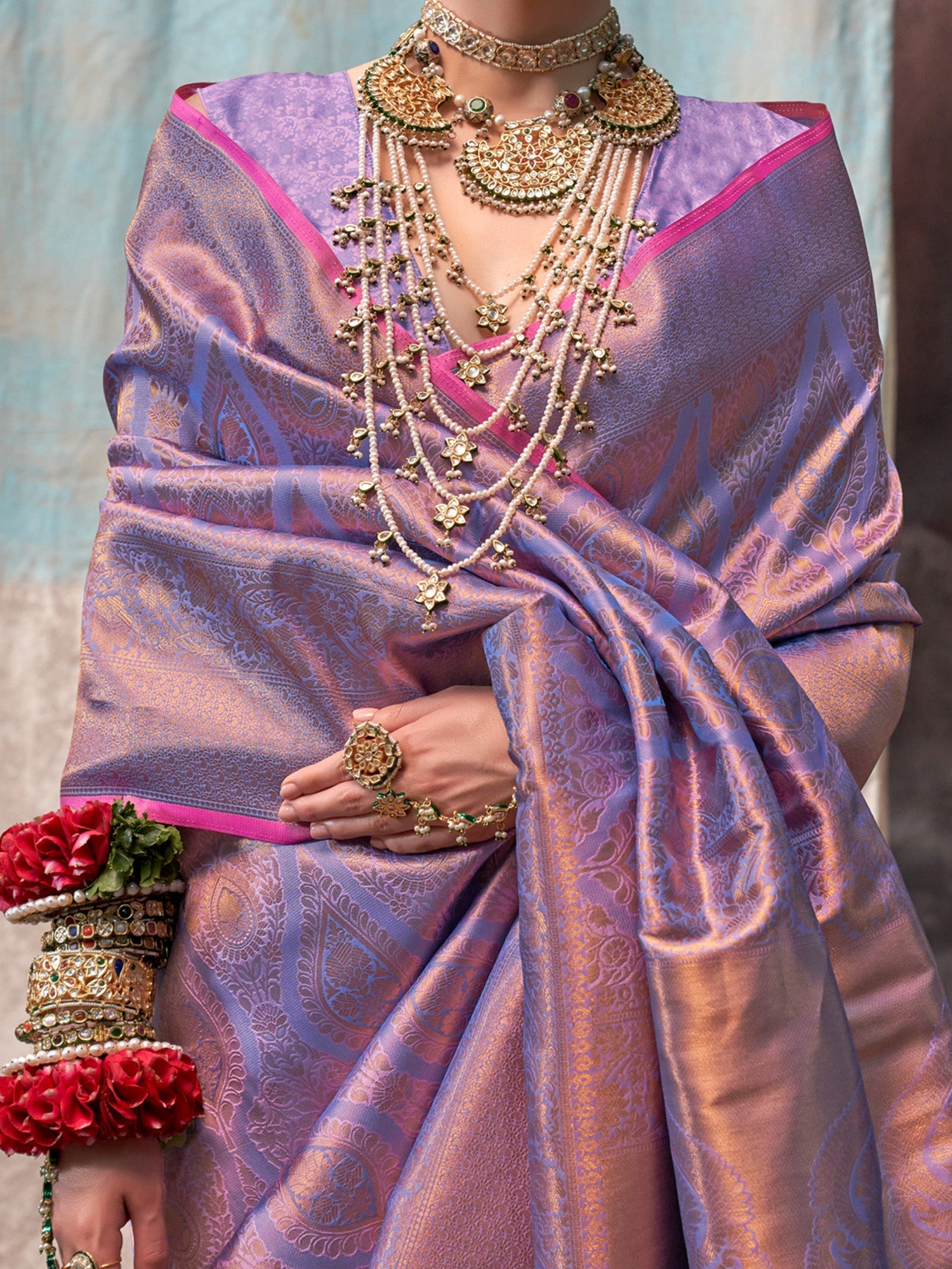 NOZ2TOZ Women's Silk Blend Lavender Woven Design Designer Saree With Blouse Piece - Distacart