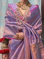 Thumbnail for NOZ2TOZ Women's Silk Blend Lavender Woven Design Designer Saree With Blouse Piece - Distacart