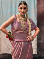 Thumbnail for NOZ2TOZ Women's Silk Blend Mauve Woven Design Designer Saree With Blouse Piece - Distacart