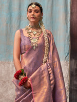 Thumbnail for NOZ2TOZ Women's Silk Blend Mauve Woven Design Designer Saree With Blouse Piece - Distacart