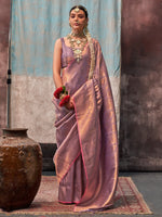 Thumbnail for NOZ2TOZ Women's Silk Blend Mauve Woven Design Designer Saree With Blouse Piece - Distacart