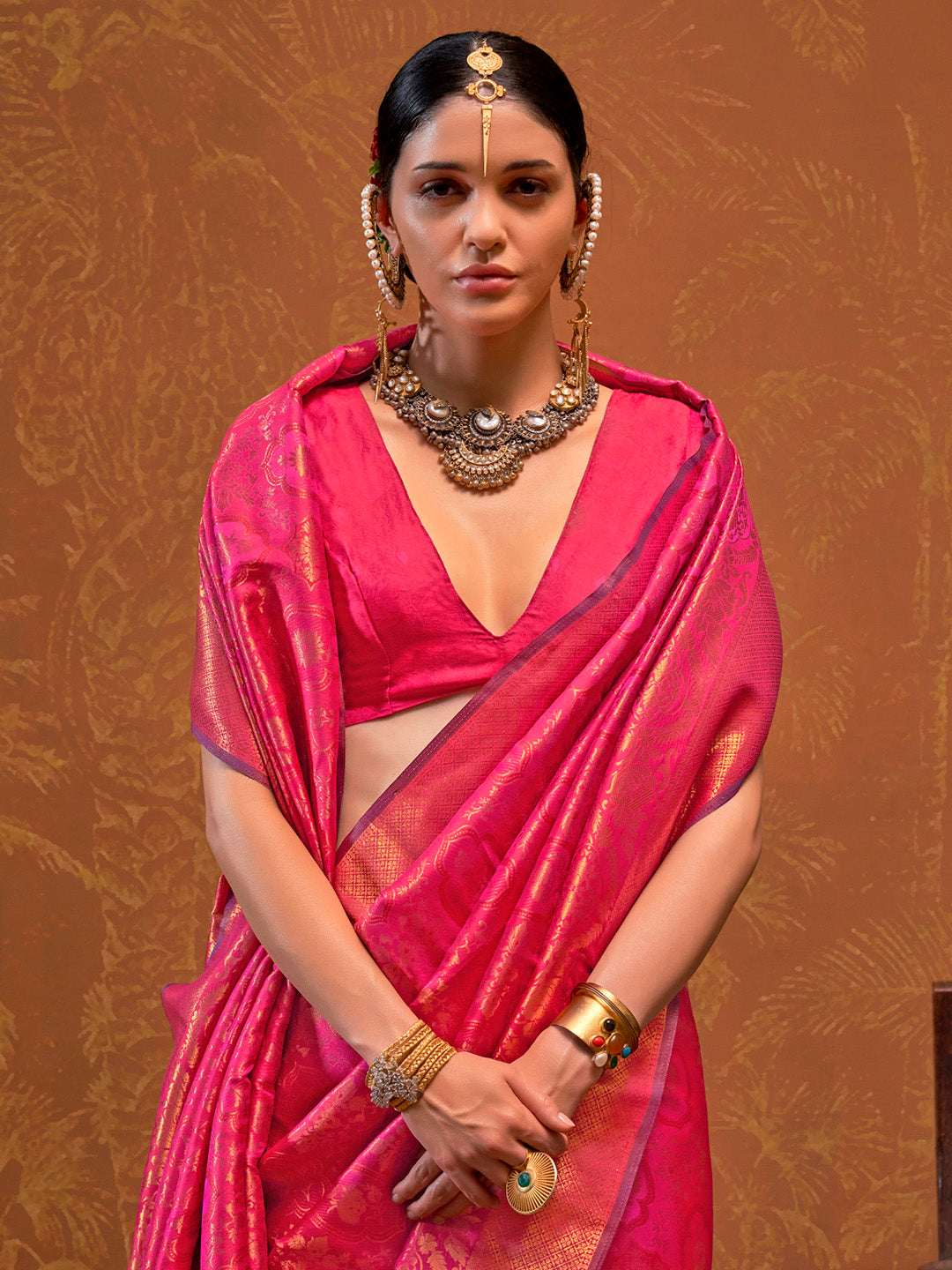 NOZ2TOZ Women's Silk Blend Pink Woven Design Designer Saree With Blouse Piece - Distacart