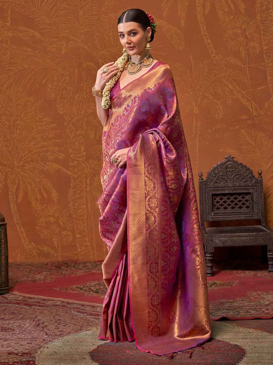 NOZ2TOZ Women's Silk Blend Magenta Woven Design Designer Saree With Blouse Piece - Distacart
