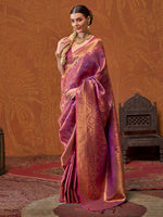 Thumbnail for NOZ2TOZ Women's Silk Blend Magenta Woven Design Designer Saree With Blouse Piece - Distacart