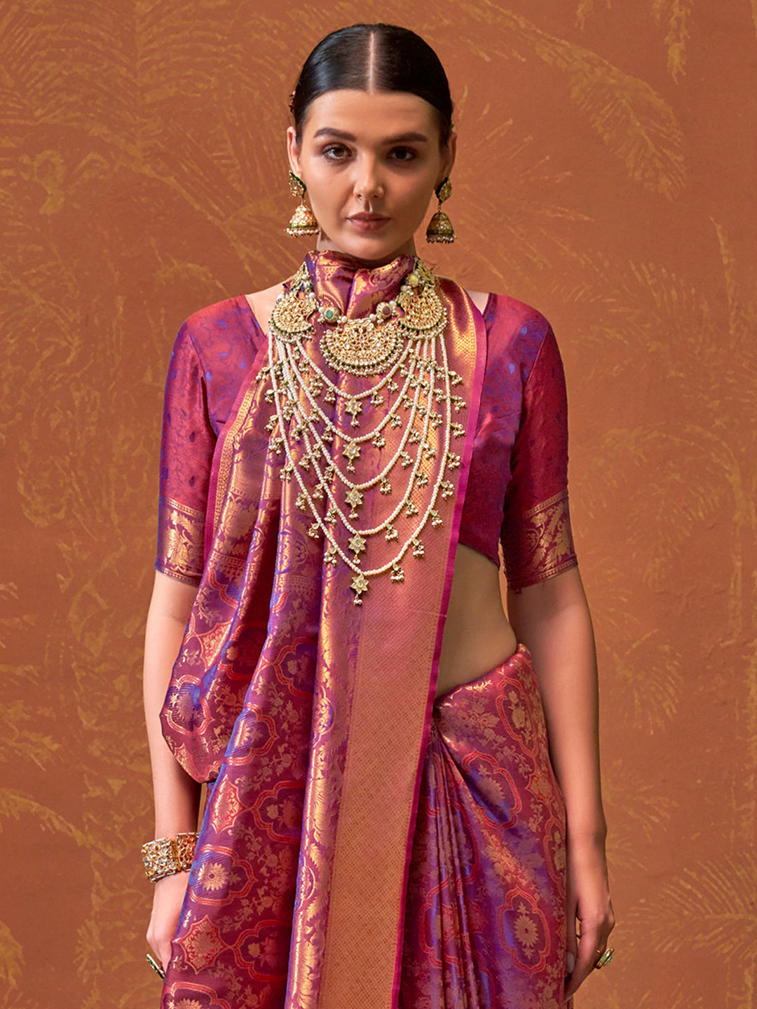 NOZ2TOZ Women's Silk Blend Magenta Woven Design Designer Saree With Blouse Piece - Distacart