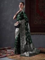 Thumbnail for NOZ2TOZ Women's Satin Silk Green Woven Design Designer Saree With Blouse Piece - Distacart