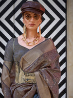 Thumbnail for NOZ2TOZ Women's Organza Charcoal Grey Woven Design Designer Saree With Blouse Piece - Distacart