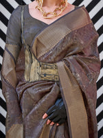 Thumbnail for NOZ2TOZ Women's Organza Charcoal Grey Woven Design Designer Saree With Blouse Piece - Distacart