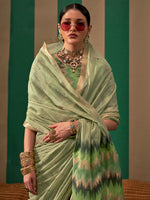 Thumbnail for NOZ2TOZ Women's Silk Blend Light Green Woven Design Designer Saree With Blouse Piece - Distacart